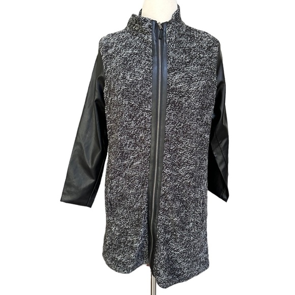 LRL Lauren Jeans Womens Full Front Zip Knit Jacket with Faux Leather Sleeve - Picture 1 of 16